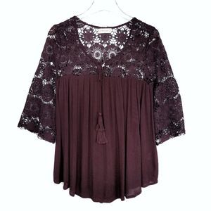 Altar'd State Wild Ginger Crochet Lace Boho Blouse